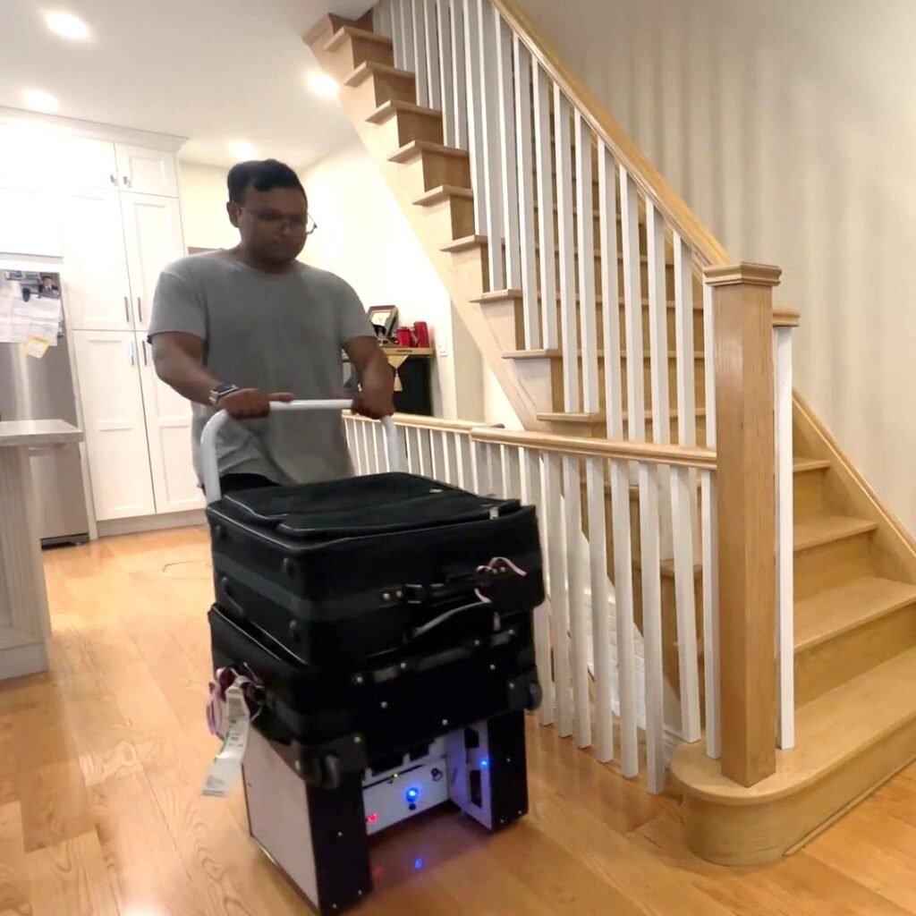 Stairclimbing Robots And Carts - SCALA in truck - pushing SCALA like platform cart